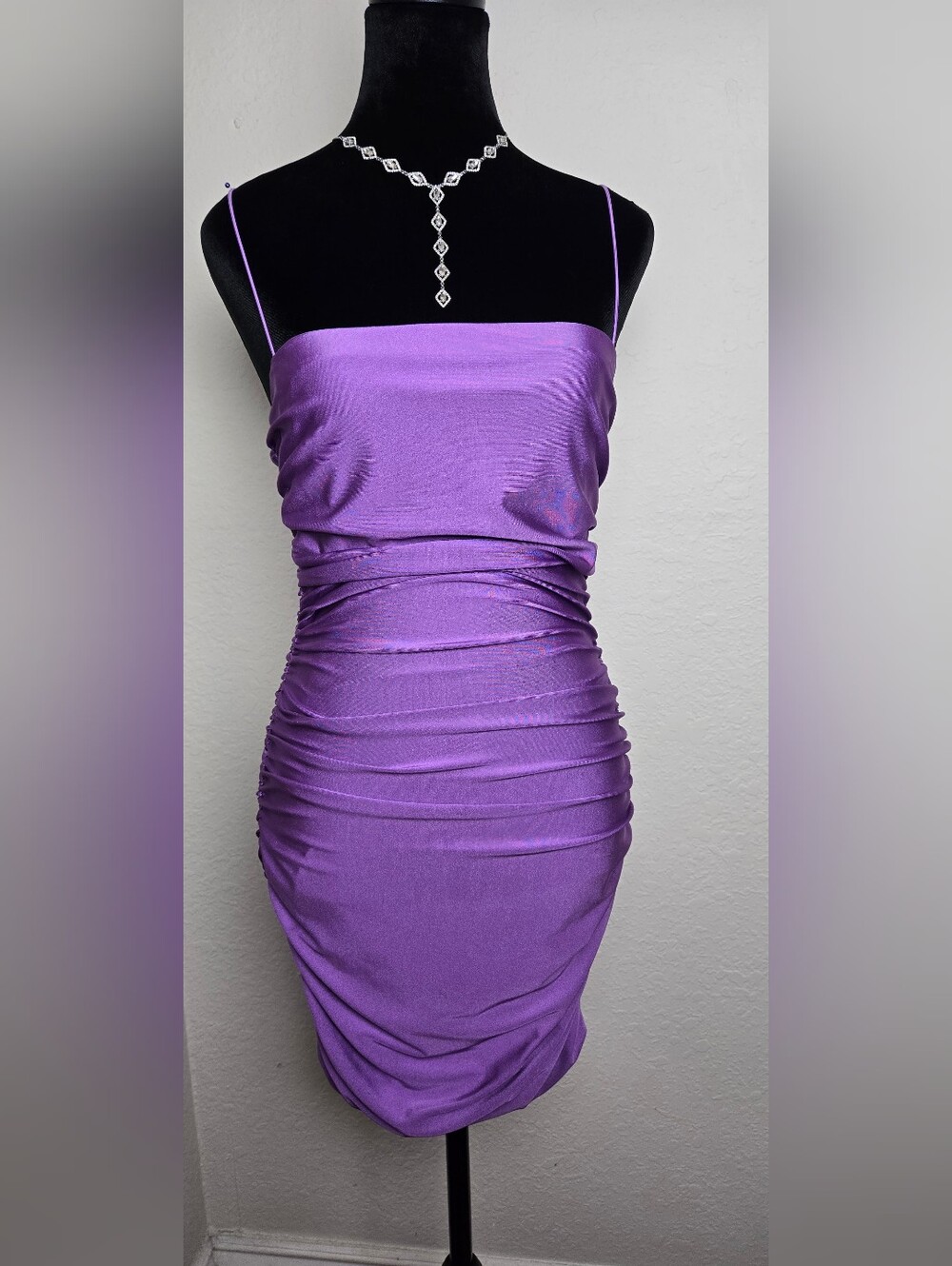 B Darlin Strapless Ruched Lavender Bodycon Dress